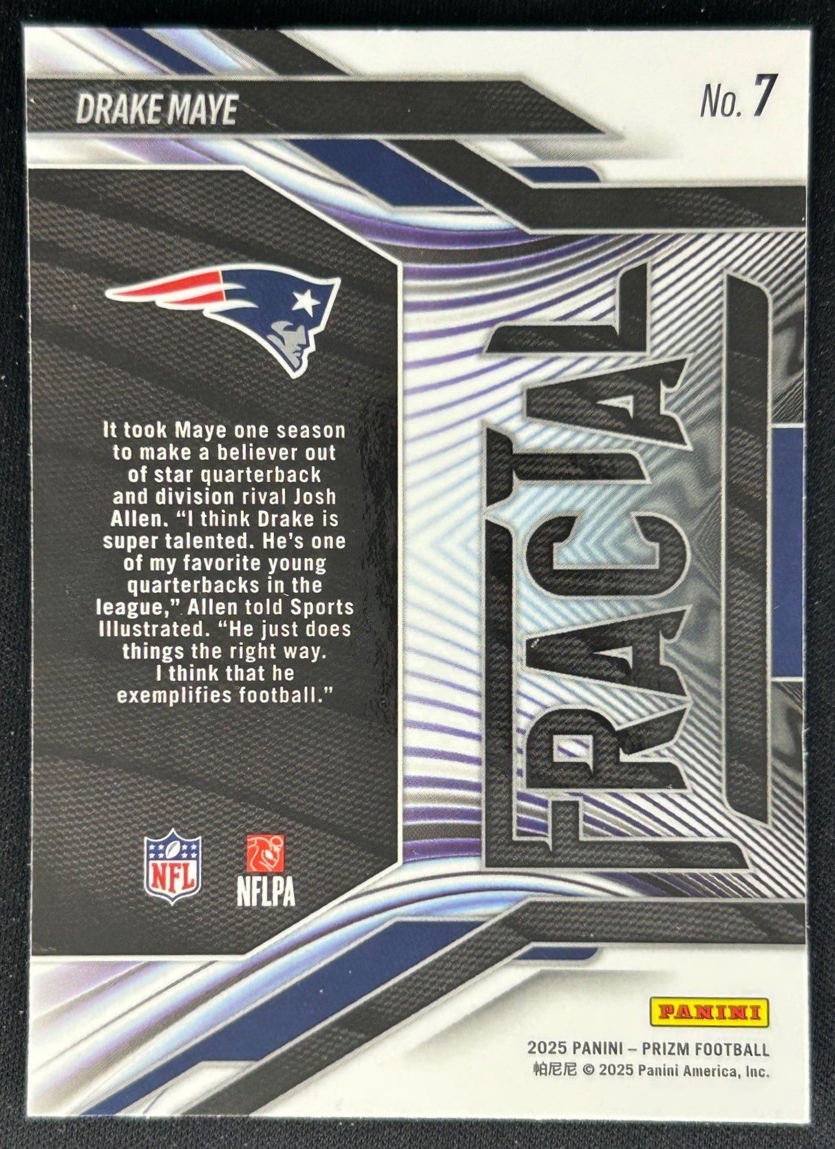 Drake Maye 2025 Panini Prizm Fractal Patriots Sports Trading Cards