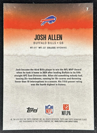 Josh Allen 2025 Topps Signature Class Chrome Veteran Bills back