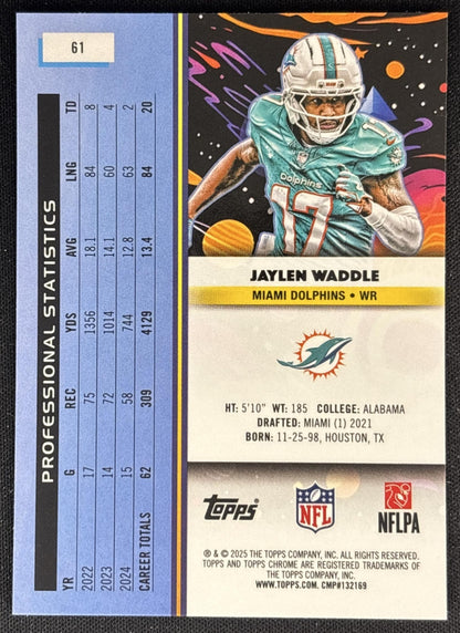 Jaylen Waddle 2025 Topps Cosmic Chrome Dolphins back