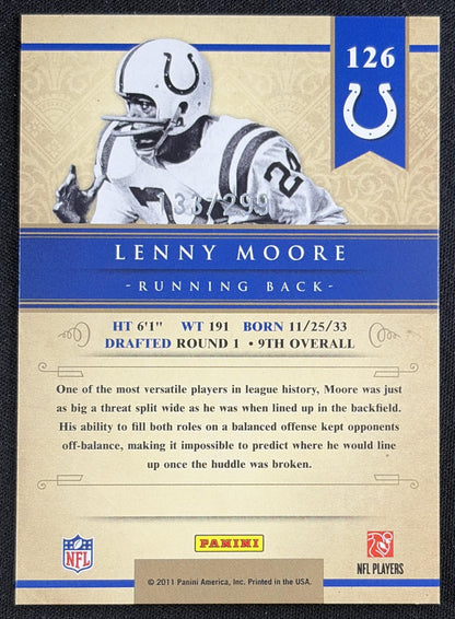 Lenny Moore 2011 Panini Gold Standard /299 Colts - Back