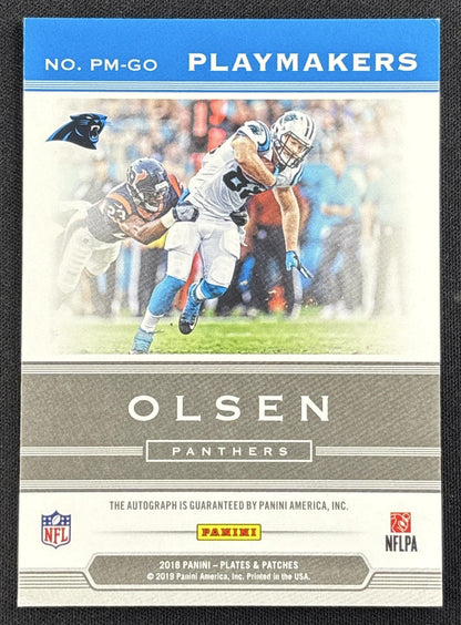 Greg Olsen 2018 Panini Plates & Patches Playmakers Blue /40 Panthers