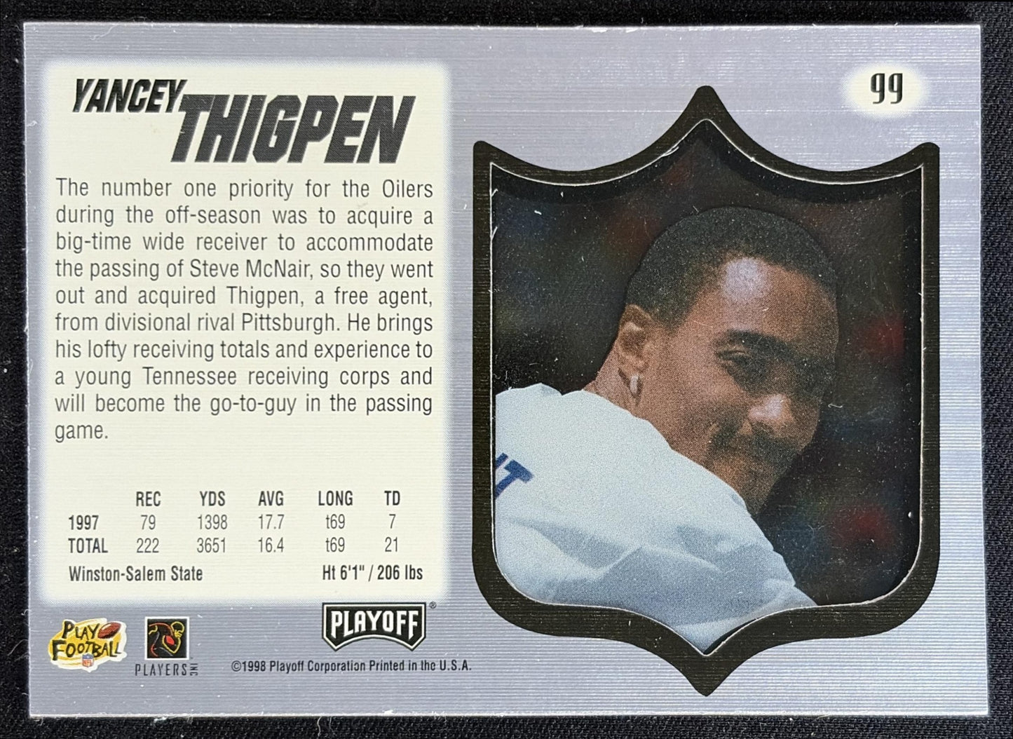 Yancey Thigpen 1998 Playoff Absolute SSD Hobby