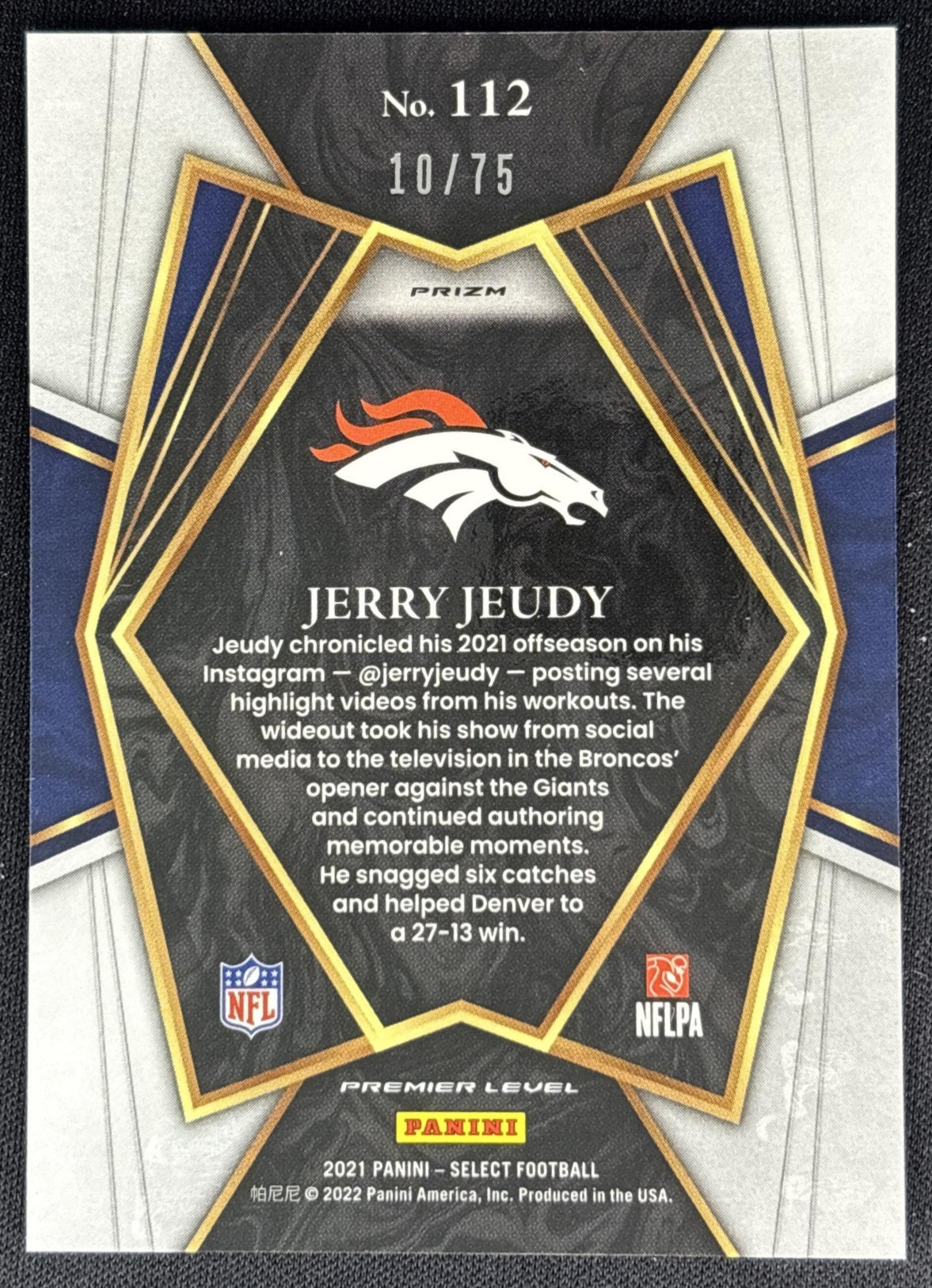 Jerry Jeudy 2021 Panini Select Purple Prizm /75