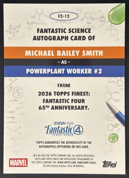 Michael Bailey Smith as Powerplant Worker #2 2026 Marvel Finest The Fantastic Four 65th Ann. Science Auto Orange Refractor /25 back