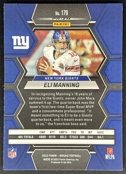 Eli Manning 2023 Panini Mosaic Green Mosaic Giants Sports Trading Cards