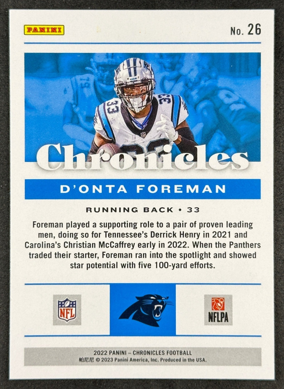 D’Onta Foreman 2022 Chronicles Orange Titans Sports Trading Card