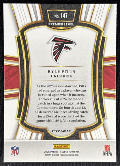 Kyle Pitts 2025 Panini Select Premier Level Pink Prizm Shock Falcons back