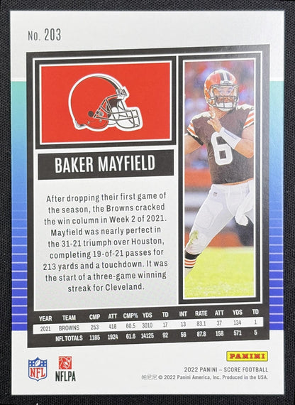 Baker Mayfield 2022 Panini Score Spokes /125 Browns