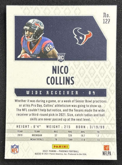 Nico Collins 2021 Panini Phoenix Fire Burst Texans