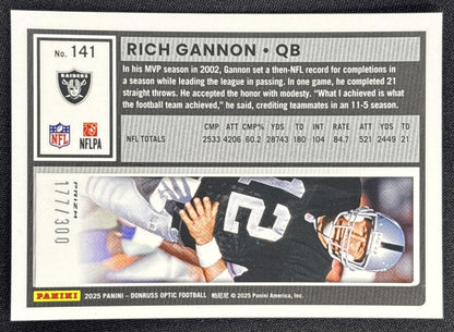 Rich Gannon 2025 Panini Donruss Optic Wave Prizm /300 Raiders