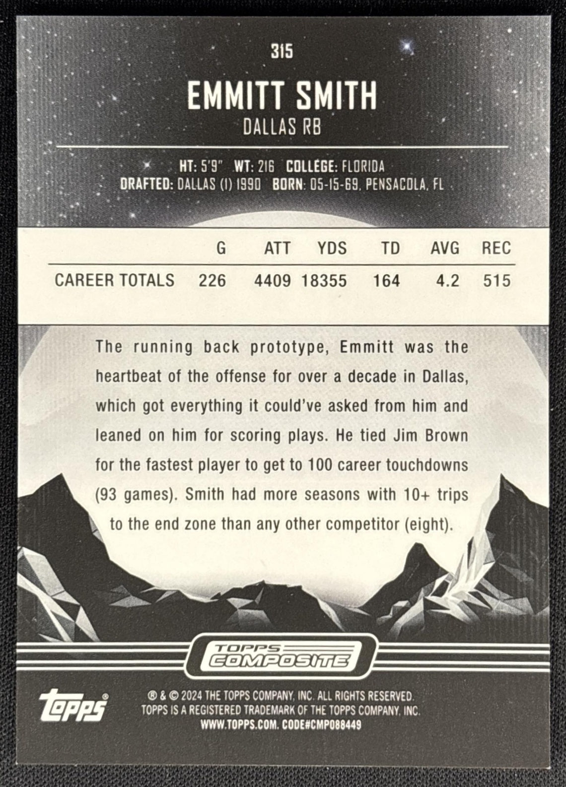 Emmitt Smith 2023 Topps Composite Cowboys back