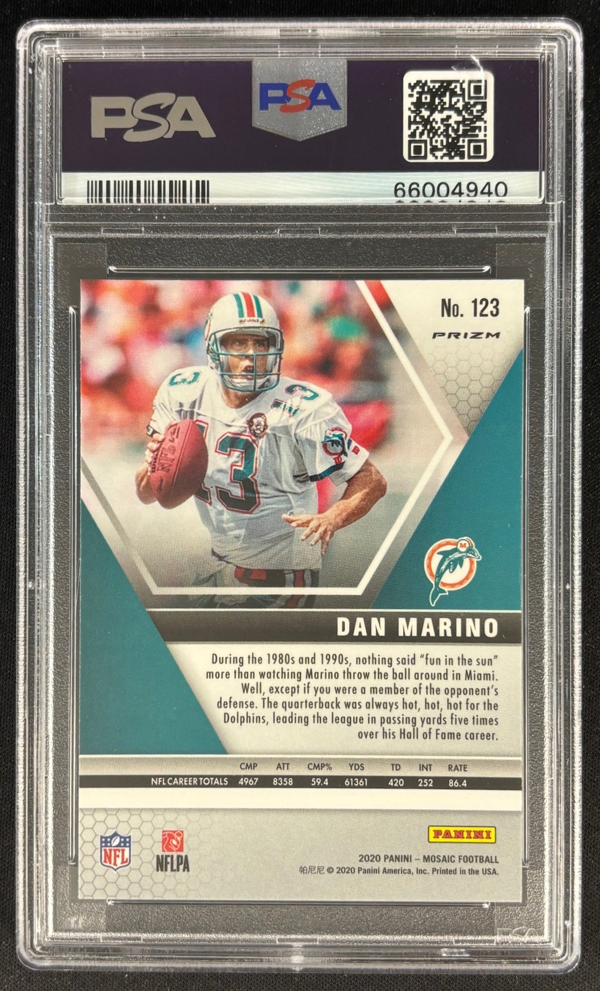Dan Marino 2020 Mosaic Choice Prizm Peacock PSA 10 | Wayne Collection