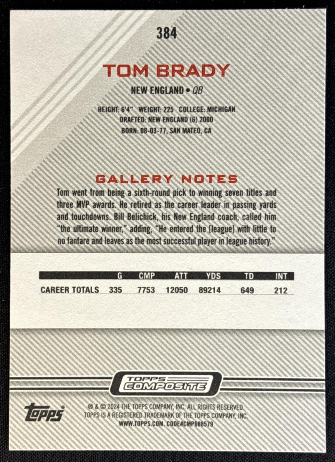 Tom Brady 2023 Topps Composite Patriots 384