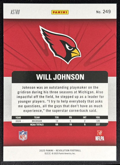 Will Johnson 2025 Panini Revolution Rookies Red Astro Cardinals back
