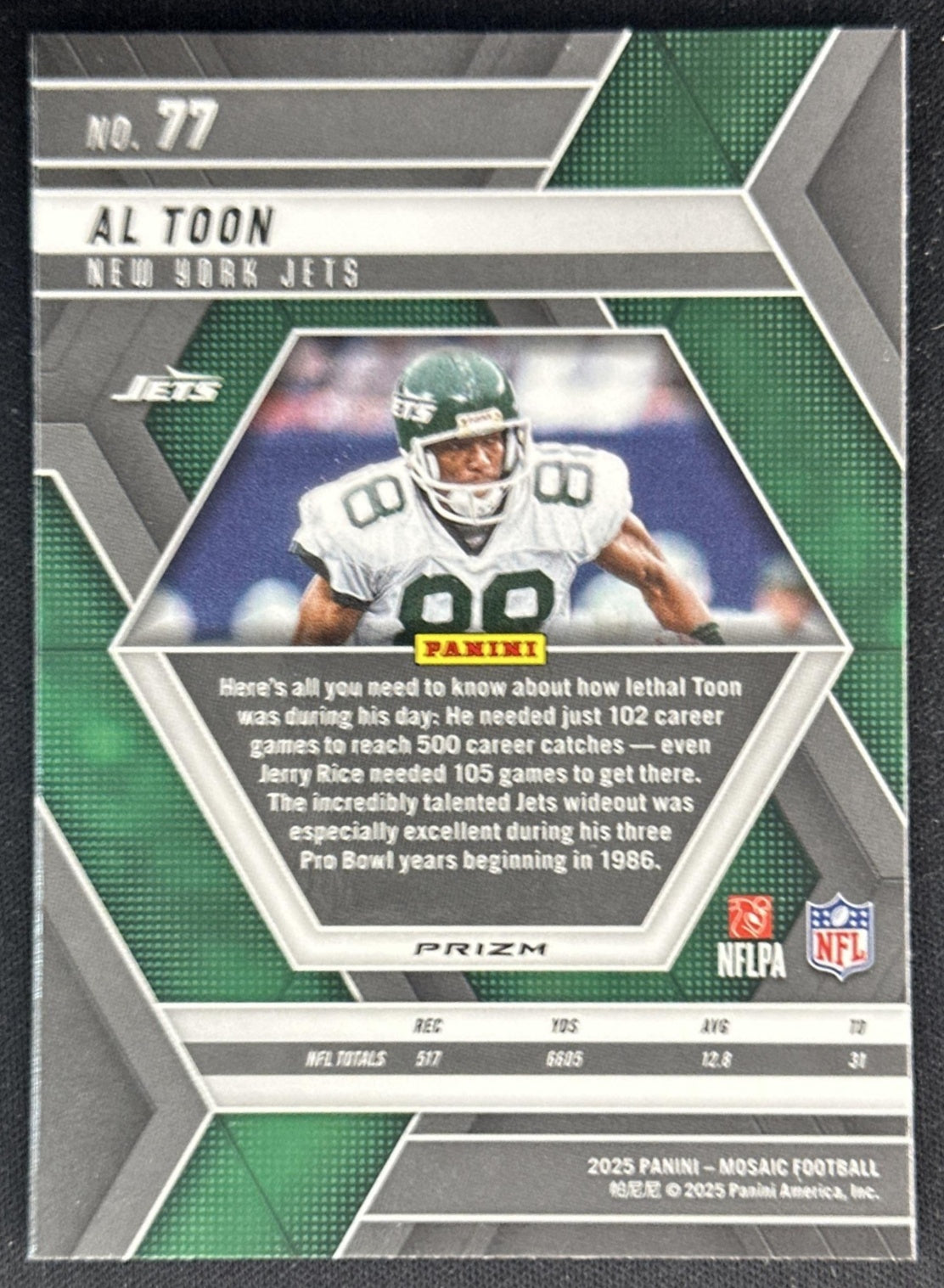 Al Toon 2025 Panini Mosaic No Huddle Silver Prizm Jets Sports Trading Cards