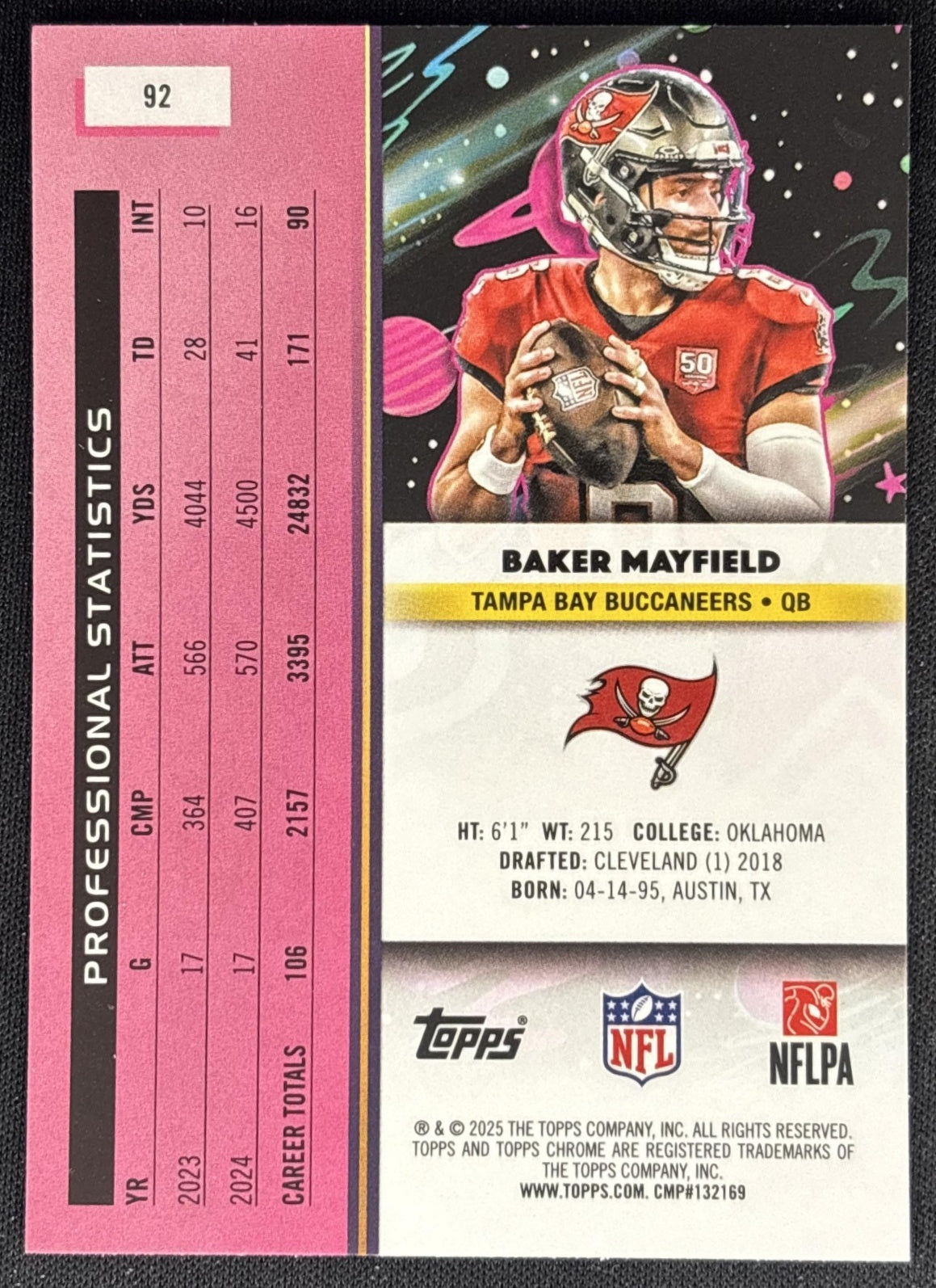 Baker Mayfield 2025 Topps Chrome Buccaneers back