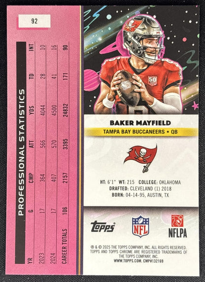 Baker Mayfield 2025 Topps Chrome Buccaneers back
