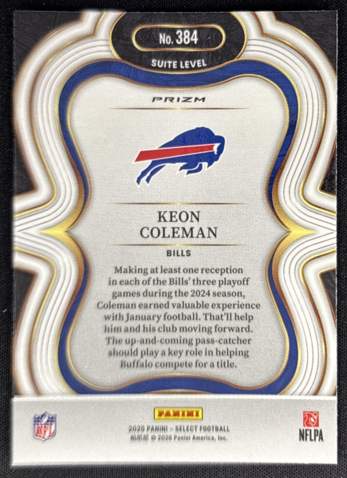 Keon Coleman 2025 Panini Select Suite Level Silver Prizm Bills back