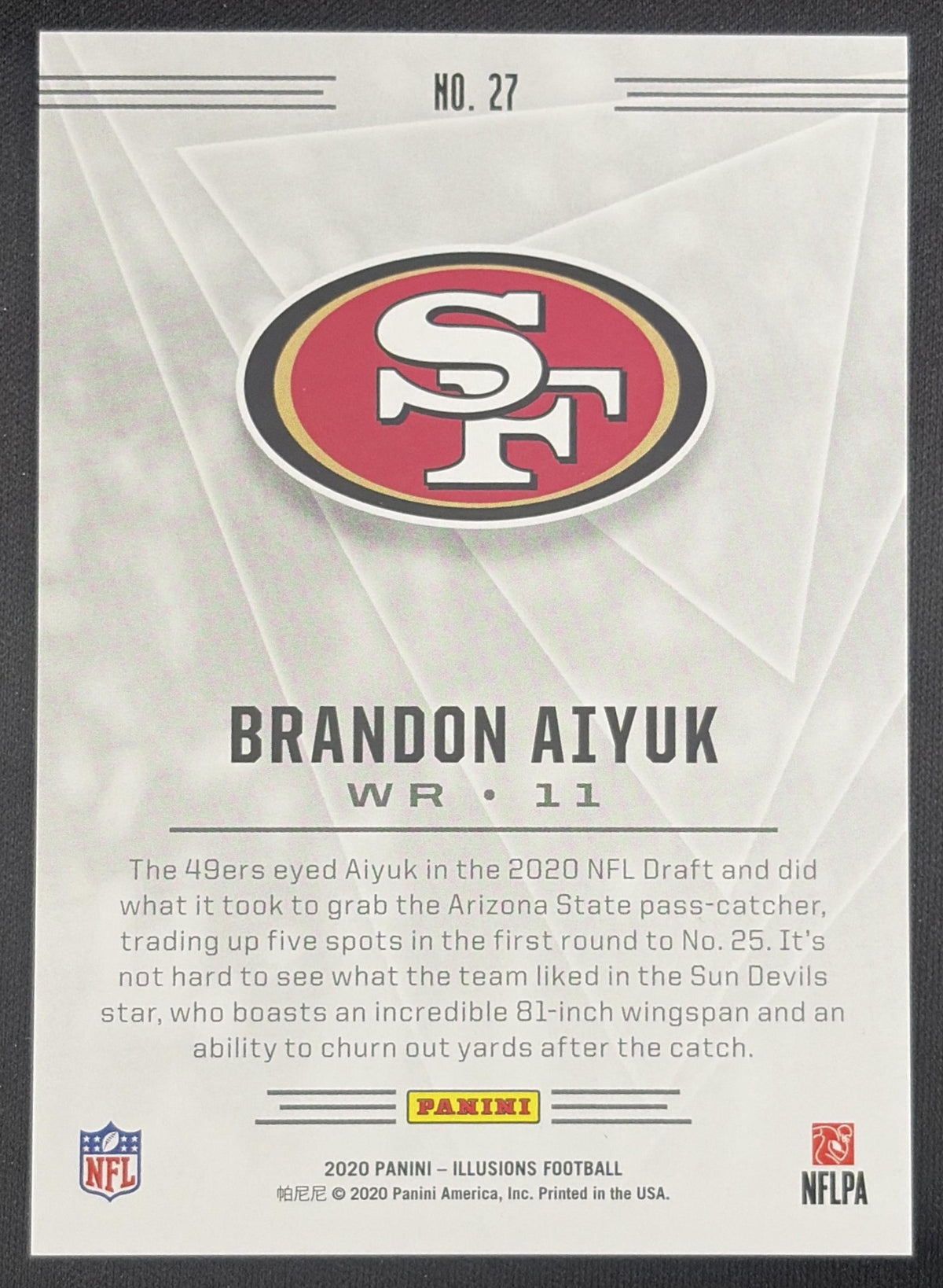 Brandon Aiyuk 2020 Panini Illusions Trophy Collection Teal /175 49ers Sports Trading Card