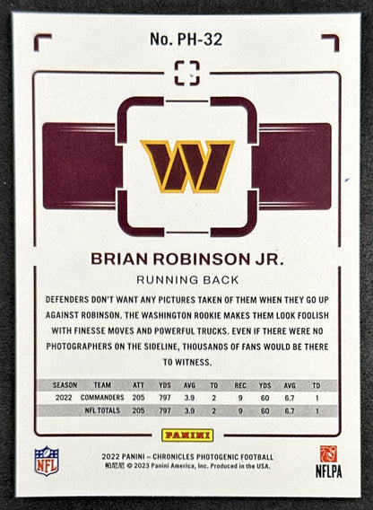 Brian Robinson Jr. 2022 Panini Chronicles Photogenic Commanders back