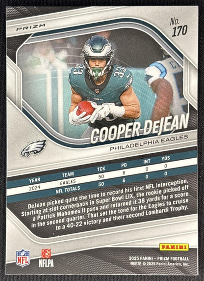 Cooper DeJean 2025 Panini Prizm Lazer Eagles back