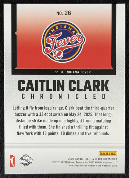 Caitlin Clark 2025 Panini Chronicled WNBA Red Cracked Ice Fever 26