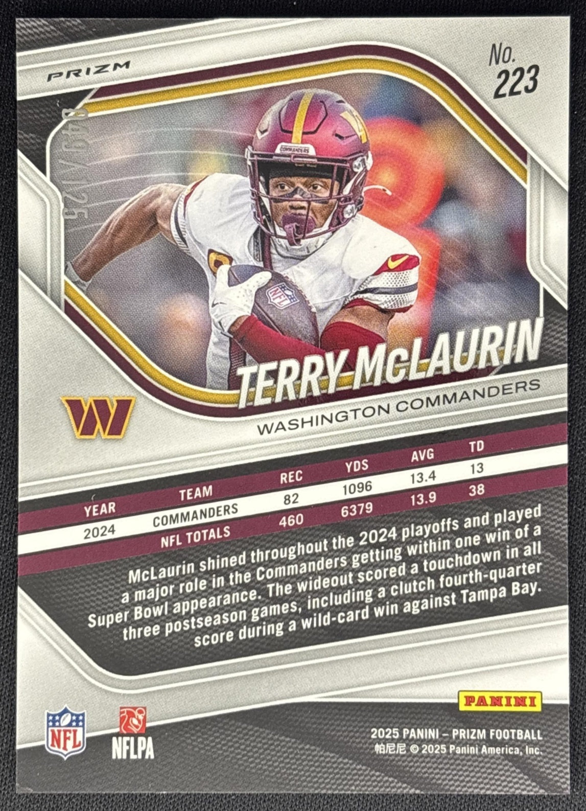 Terry McLaurin 2025 Panini Prizm Purple /125 Commanders Sports Trading Cards