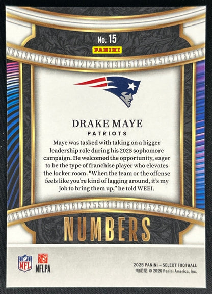 Drake Maye 2025 Panini Select Numbers Patriots Sports Trading Cards