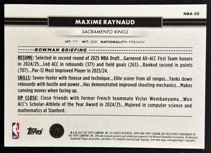Maxime Raynaud 2026 Topps NSCC Collection NBA Sports Trading Cards