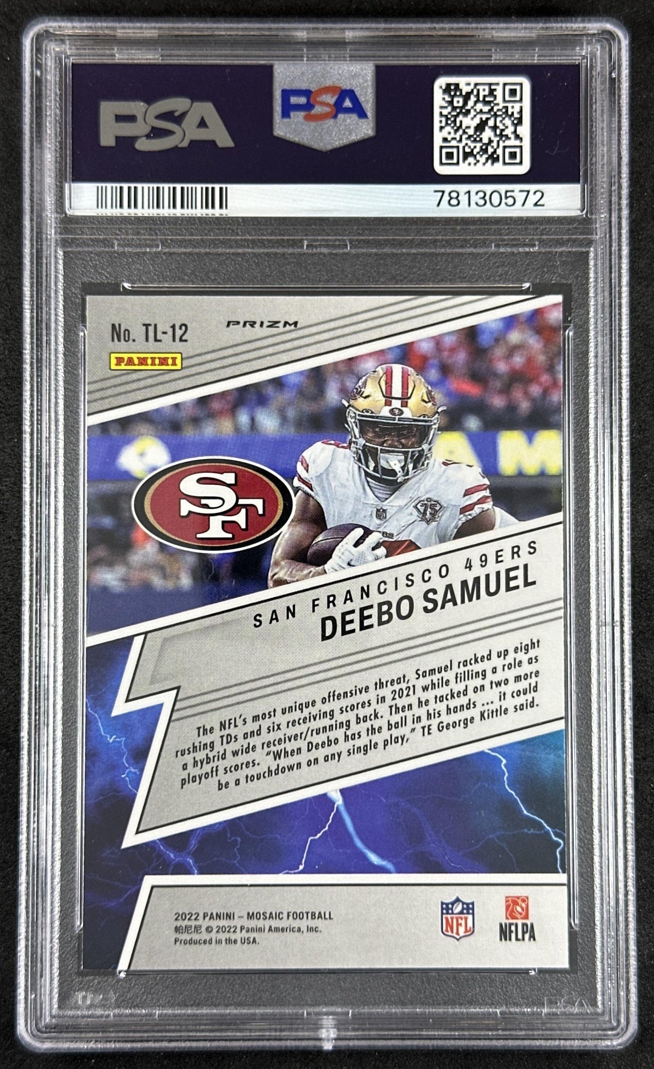 Deebo Samuel 2022 Panini Mosaic Thunder Lane Red Mosaic PSA 10