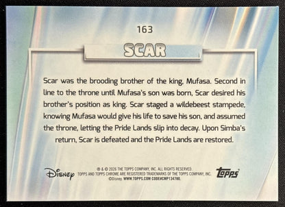 Scar 2026 Topps Chrome Disney The Lion King back