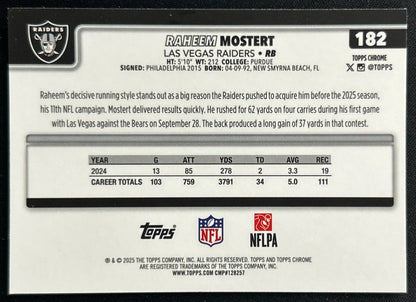 Raheem Mostert 2025 Topps Chrome Raiders Sports Trading Cards
