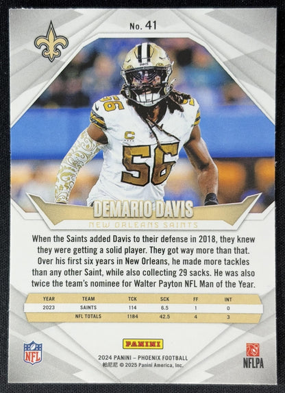 Demario Davis 2024 Panini Phoenix International Saints back