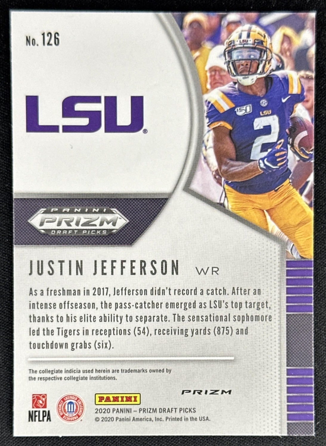 Justin Jefferson 2020 Panini Prizm Draft Picks Prizms Silver Tigers Vikings