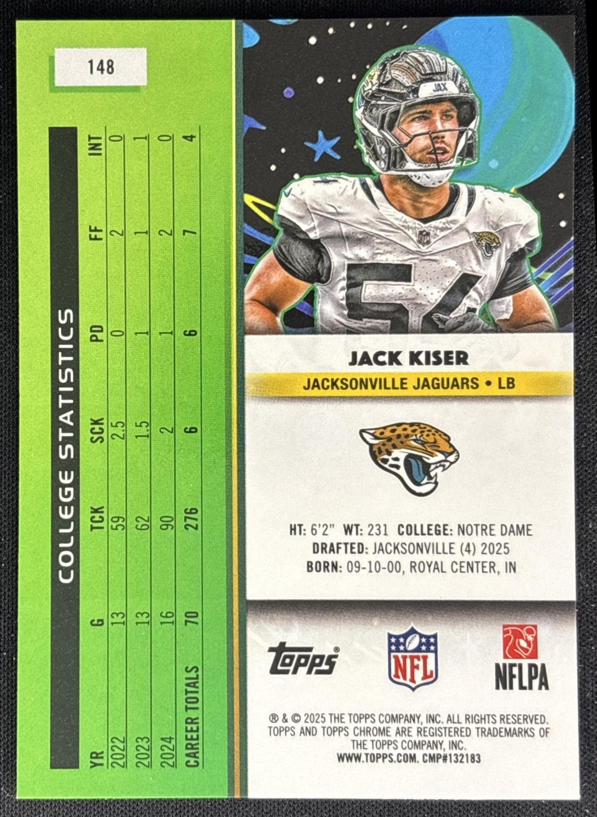 Trevor Lawrence 2025 Topps Cosmic Chrome Jaguars back