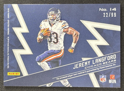 Jeremy Langford 2016 Panini Spectra Monumental Memorabilia Neon Blue /99 Bears