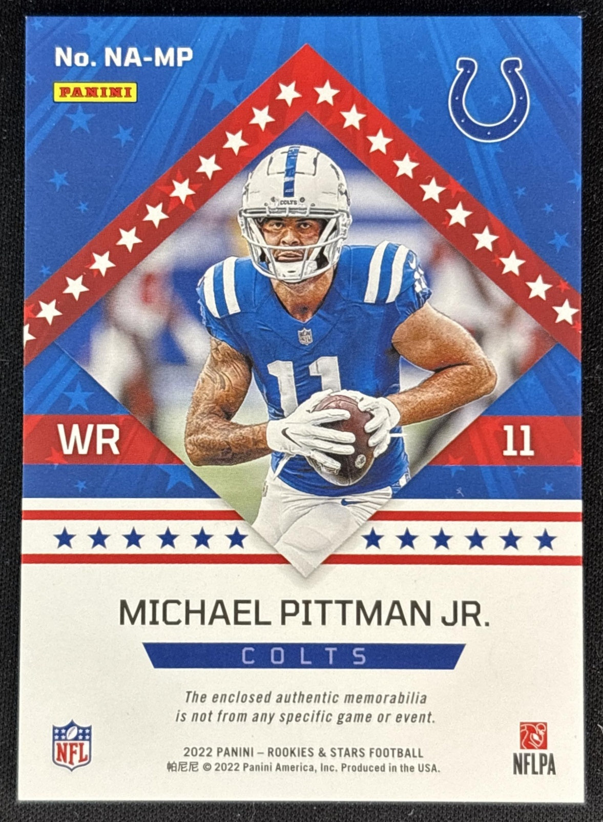 Michael Pittman Jr. 2022 Panini Rookies & Stars NFL Authentic Colts Back