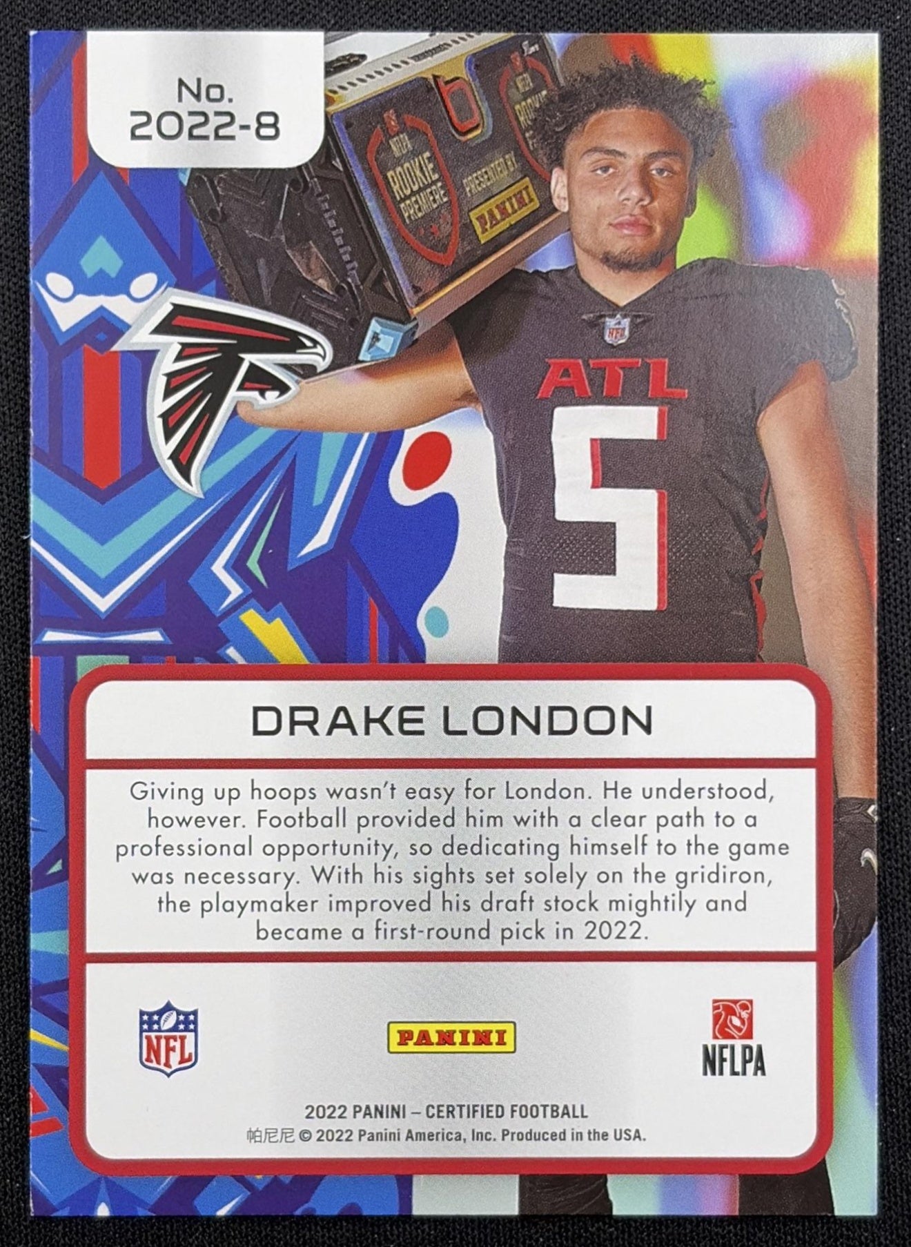 Drake London 2022 Panini Certified Falcons