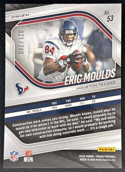 Eric Moulds 2025 Panini Prizm Orange /249 Texans Back