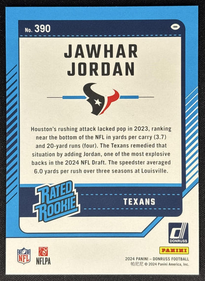 Jawhar Jordan 2024 Panini Donruss Press Proof Green Texans Sports Trading Cards