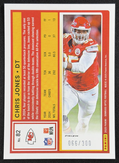 Chris Jones 2025 Panini Donruss Optic Wave Prizm /300 Chiefs back