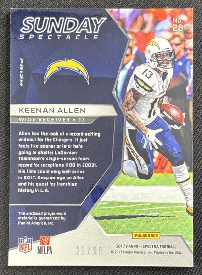 Keenan Allen 2017 Panini Spectra Sunday Spectacle Neon Blue /99 Chargers