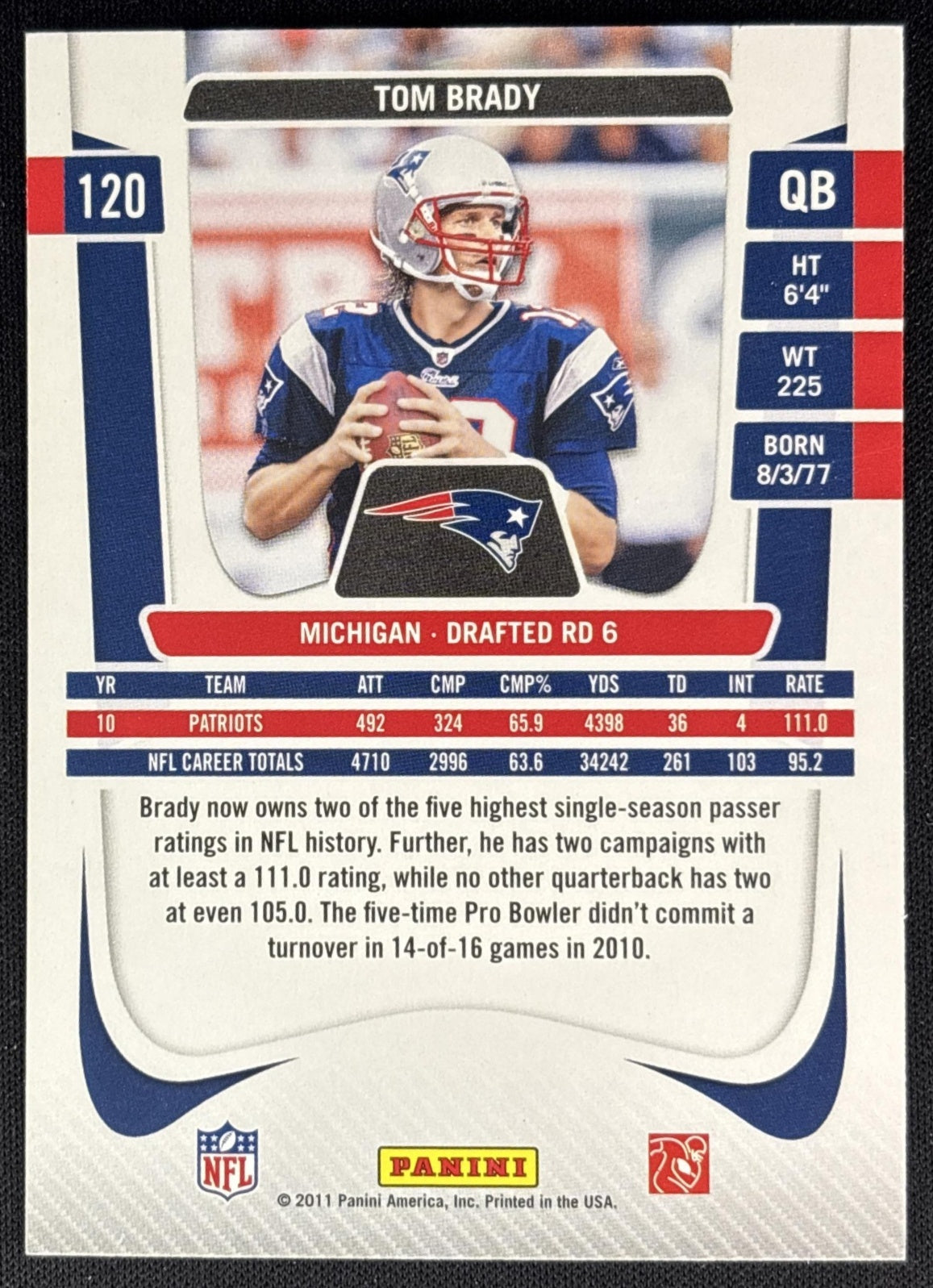 Tom Brady 2011 Panini Prestige Patriots Sports Trading Cards