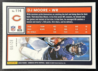 DJ Moore 2025 Panini Donruss Optic Pink Velocity Prizm /99 Bears