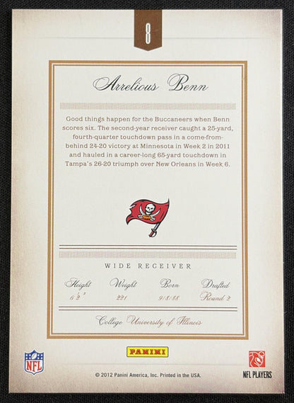 Arrelious Benn 2011 Panini Prime Signatures /499 Buccaneers Sports Trading Card