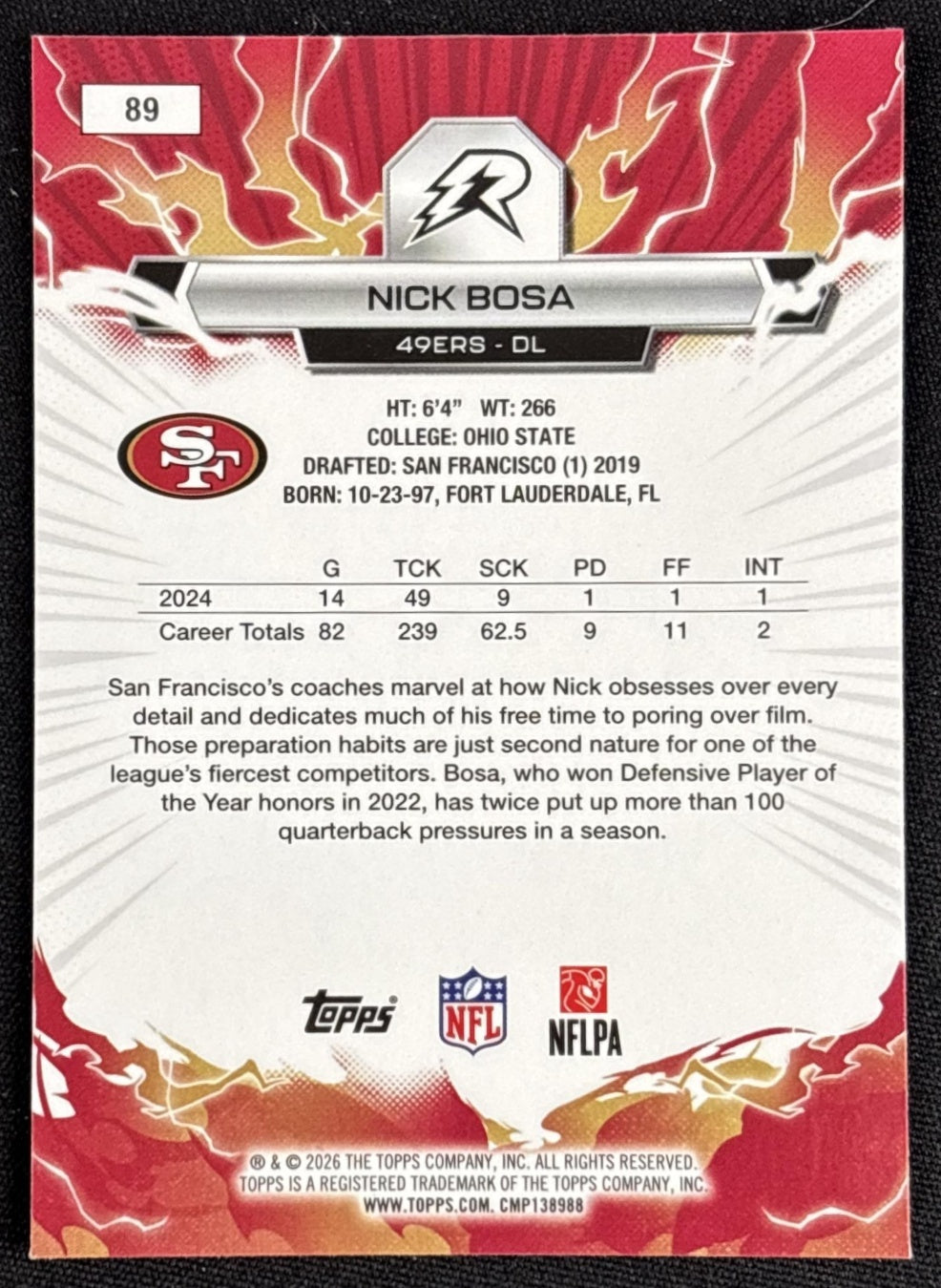 Nick Bosa 2025 Topps Resurgence 49ers - San Francisco 49ers