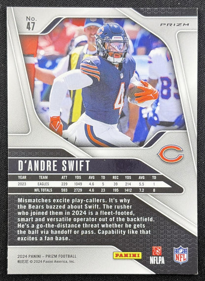 D'Andre Swift 2024 Panini Prizm Silver Bears back