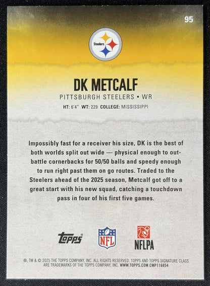 DK Metcalf 2025 Topps Signature Class Veteran Blue & Yellow Foil Steelers Sports Trading Cards