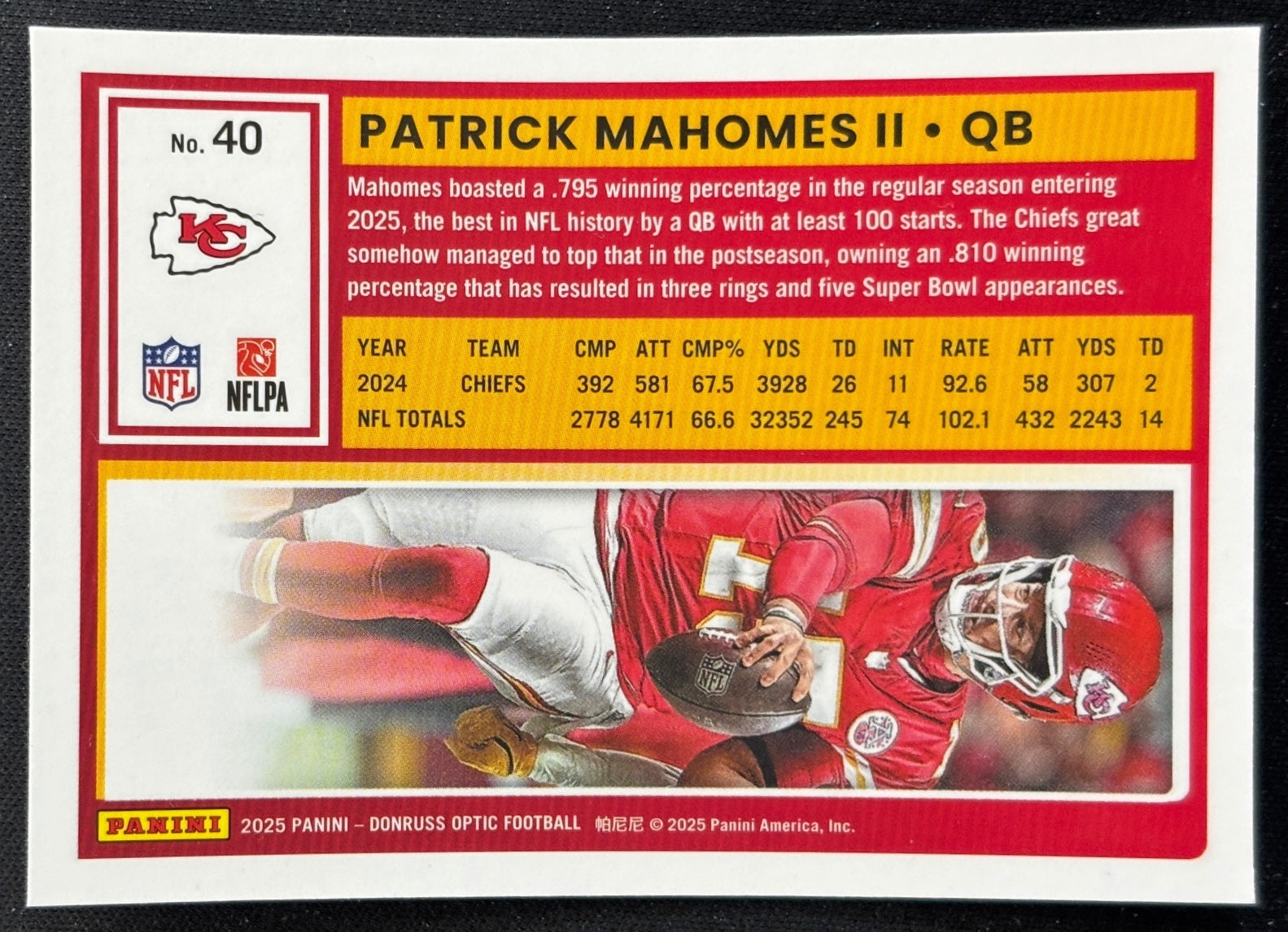 Patrick Mahomes II 2025 Donruss Optic Chiefs Sports Trading Card