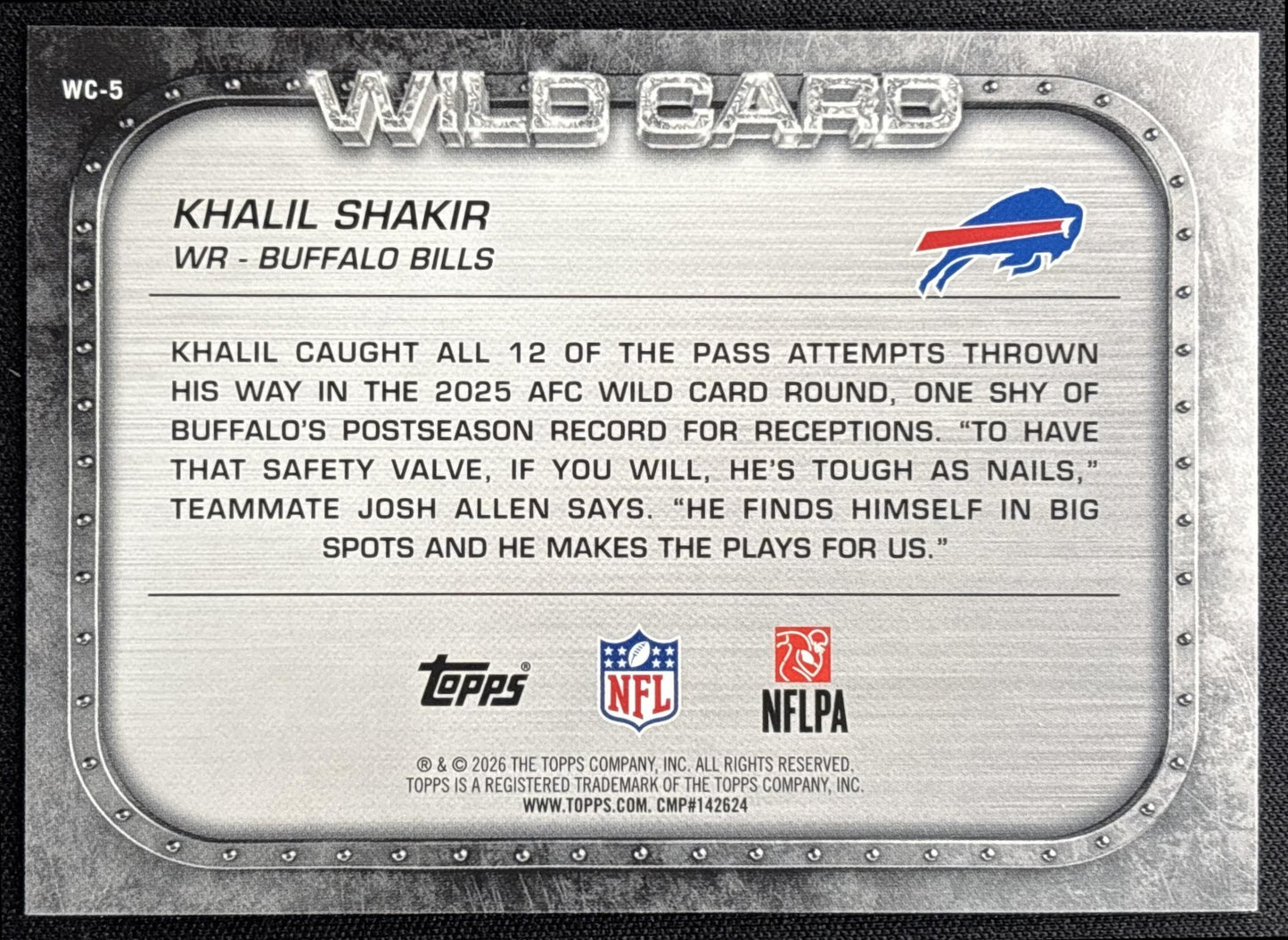 Khalil Shakir 2026 Topps Wild Card Moments Bills